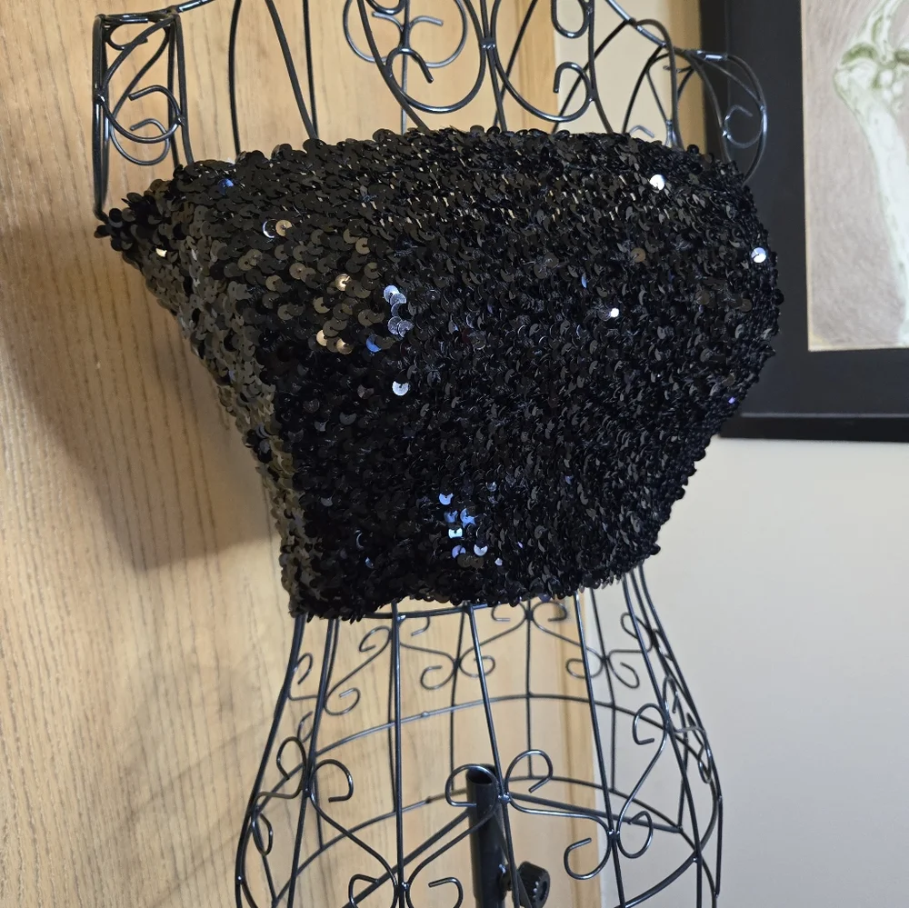 Pink Black Sequin Bandeau - Picture 2 of 6